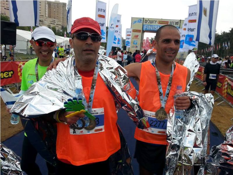 גיא זלוף בסיום מרתון ירושלים